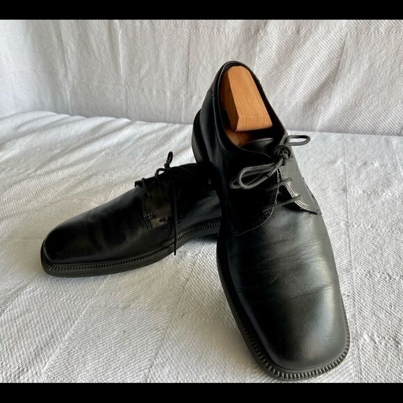 ECCO City Mens Black Leather Apron Square Toe Lace Up Shoes Sz EU 41 US 8 - Picture 3 of 10